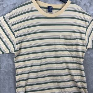 Vintage Gap Striped Front Pocket T Shirt Yellow Mens Size Medium Y2K Utility